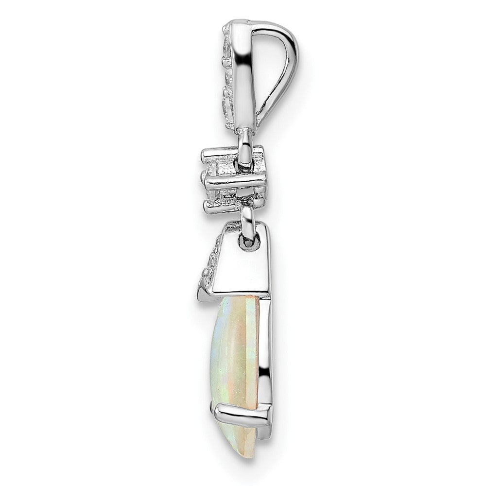 FJC Finejewelers 925 Sterling Silver Stone  Polished CZ and Synthetic Opal Charm 18 x 7 mm