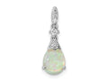 FJC Finejewelers 925 Sterling Silver Stone  Polished CZ and Synthetic Opal Charm 18 x 7 mm