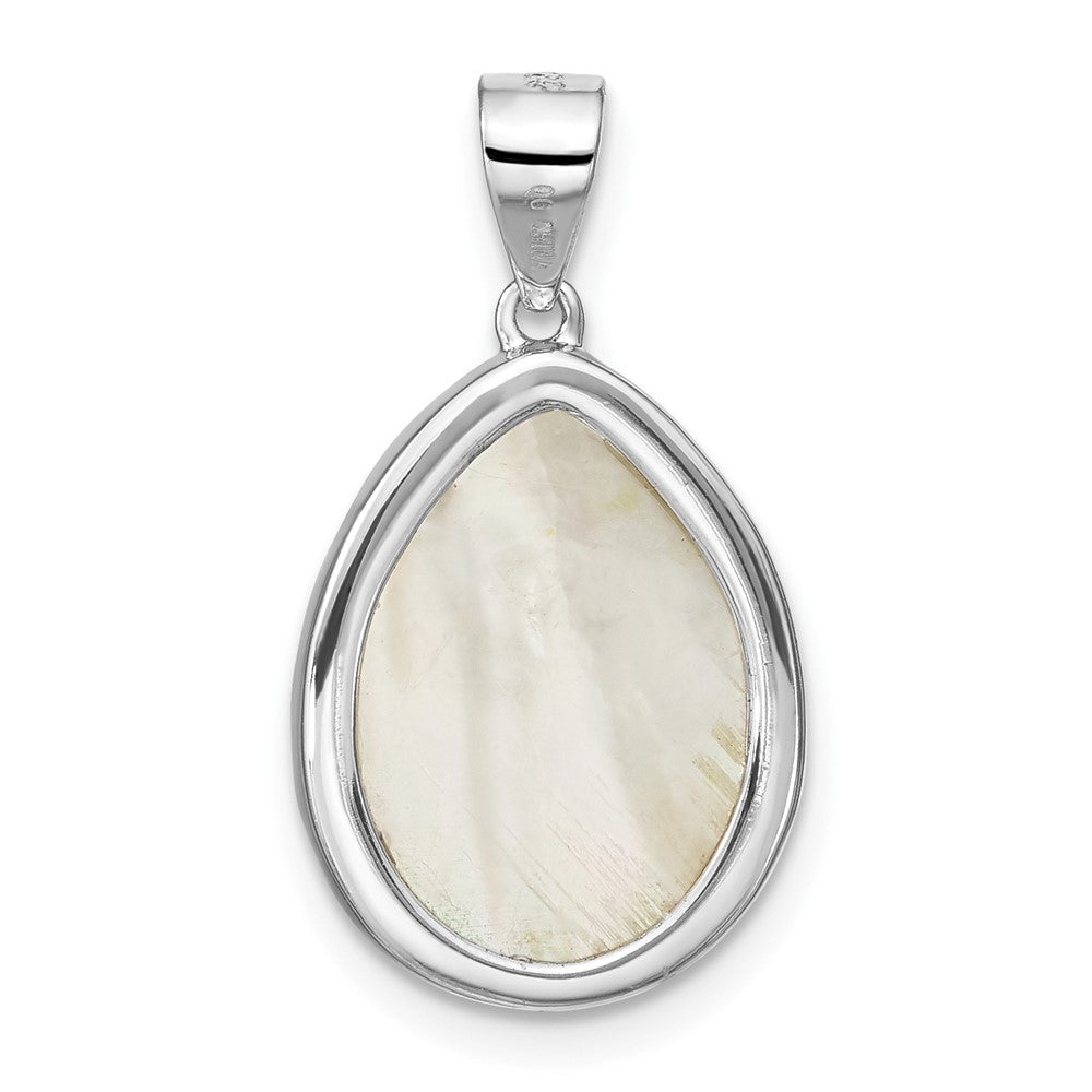 FJC Finejewelers 925 Sterling Silver Fashion Rhodium Plated Glass Teardrop Charm 24 x 13 mm