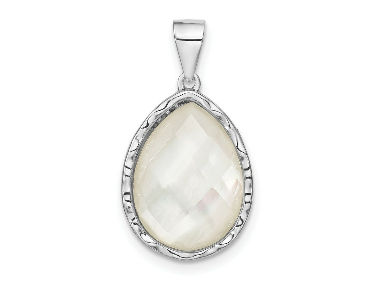 FJC Finejewelers 925 Sterling Silver Fashion Rhodium Plated Glass Teardrop Charm 24 x 13 mm