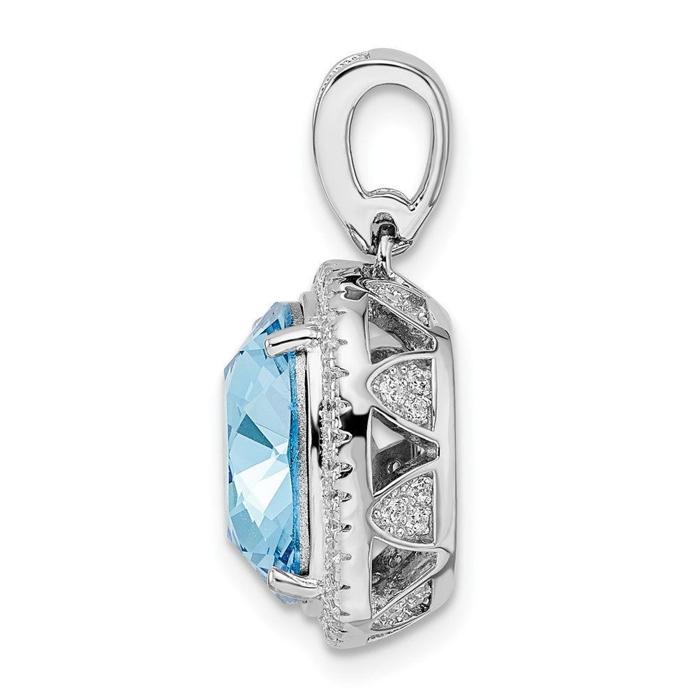 FJC Finejewelers 925 Sterling Silver Rhodium Plated CZ and Blue Crystal Charm 22 x 15 mm