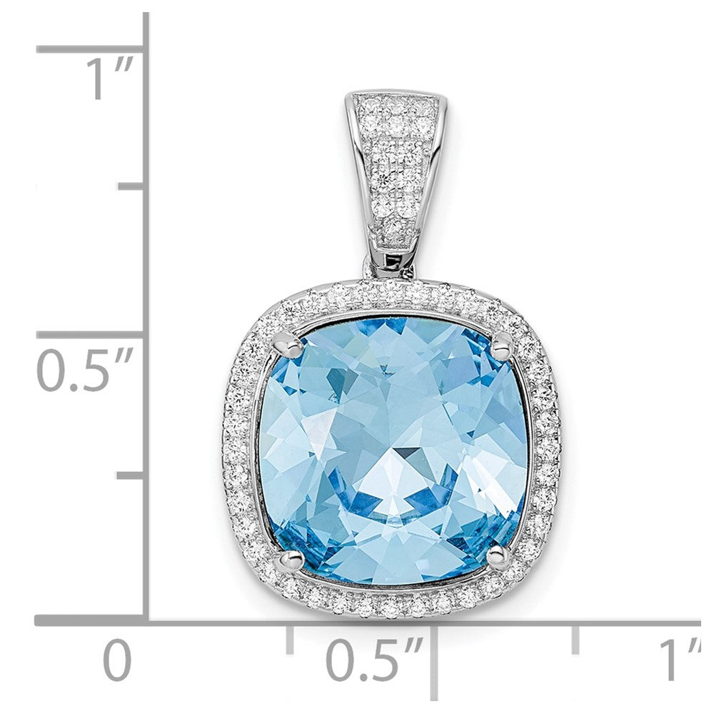 FJC Finejewelers 925 Sterling Silver Rhodium Plated CZ and Blue Crystal Charm 22 x 15 mm