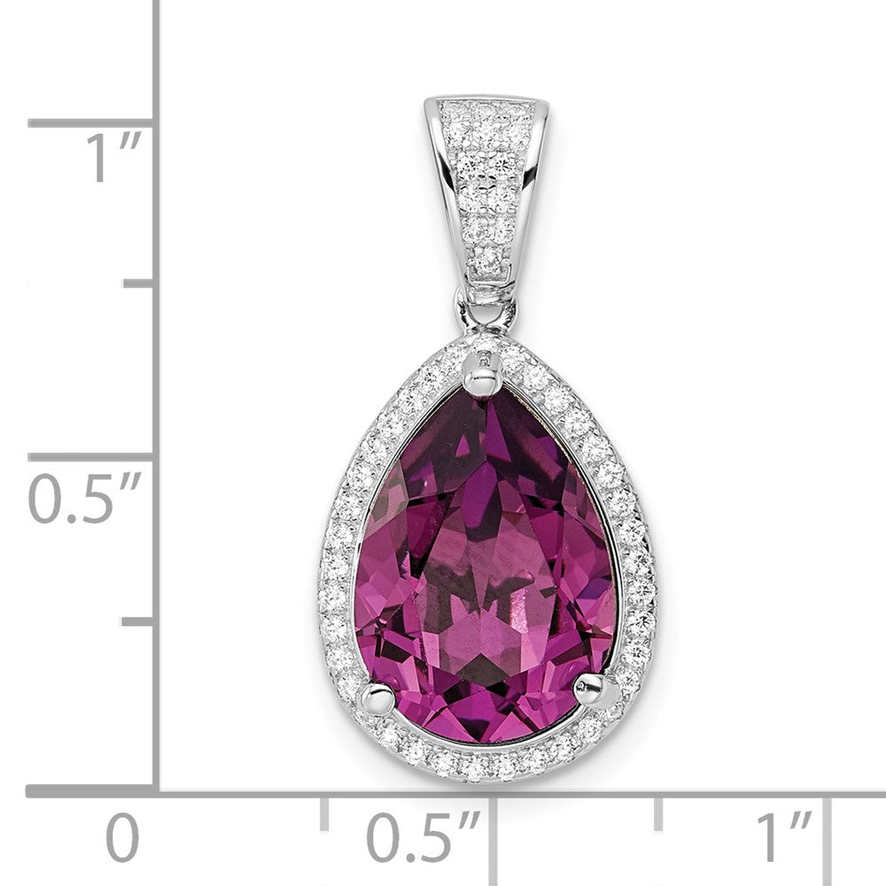 FJC Finejewelers 925 Sterling Silver Rhodium Plated CZ and Dk Purple Crystal Charm 27 x 13 mm
