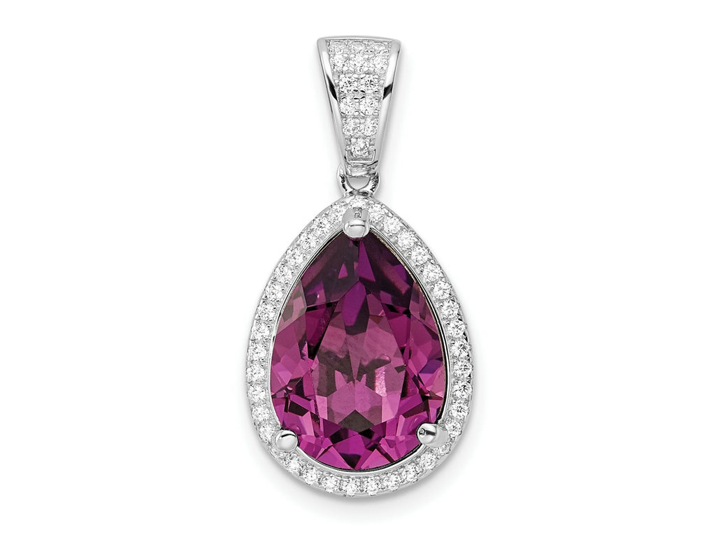 FJC Finejewelers 925 Sterling Silver Rhodium Plated CZ and Dk Purple Crystal Charm 27 x 13 mm