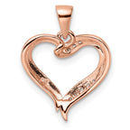 FJC Finejewelers 925 Sterling Silver Rose-tone CZ Open Heart Charm 21 x 16 mm