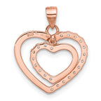 FJC Finejewelers 925 Sterling Silver Rose Tone CZ Double Heart Charm 22 x 17 mm