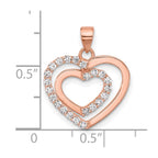 FJC Finejewelers 925 Sterling Silver Rose Tone CZ Double Heart Charm 22 x 17 mm