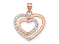 FJC Finejewelers 925 Sterling Silver Rose Tone CZ Double Heart Charm 22 x 17 mm