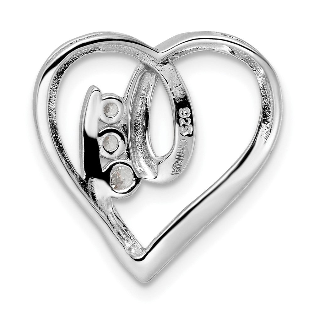 FJC Finejewelers 925 Sterling Silver Rhodium Plated CZ Fancy Heart Slide 19 x 18 mm