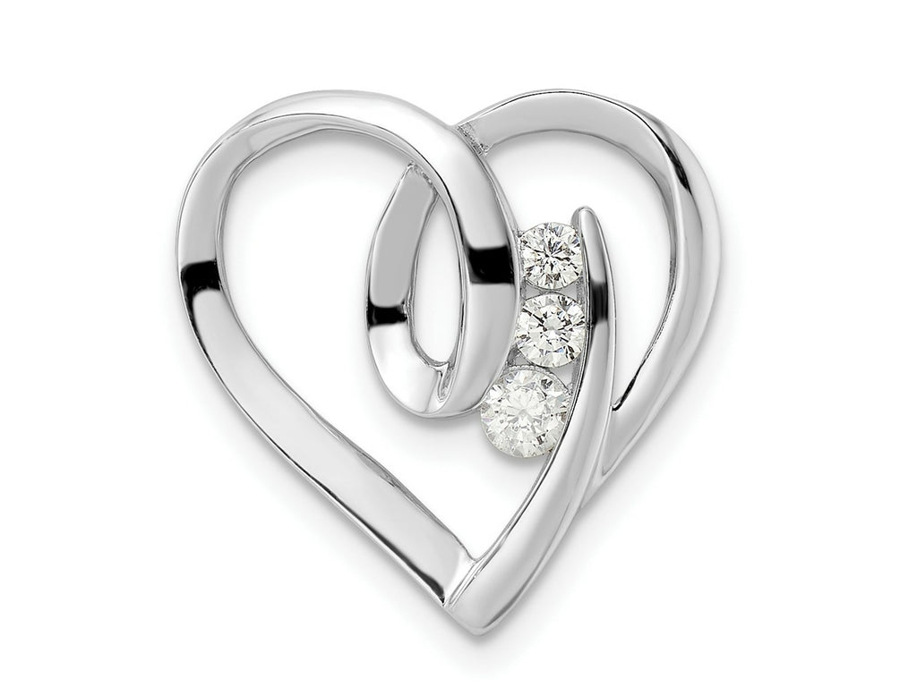 FJC Finejewelers 925 Sterling Silver Rhodium Plated CZ Fancy Heart Slide 19 x 18 mm