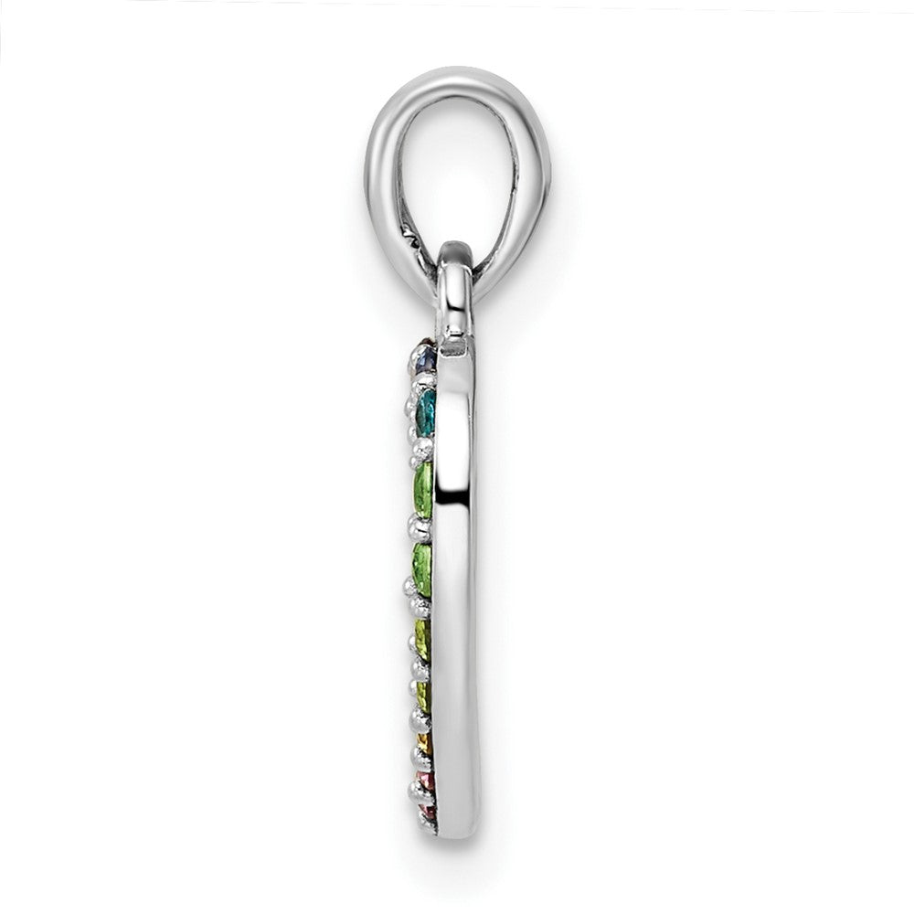 FJC Finejewelers 925 Sterling Silver Rhodium Plated Nano Crystal Heart Charm 18 x 14 mm