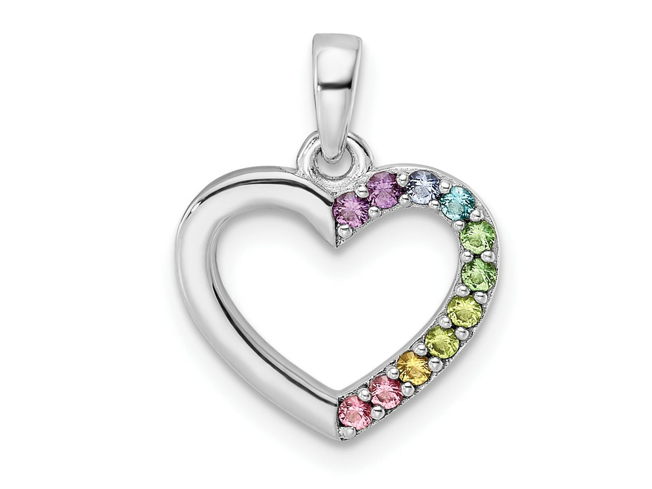 FJC Finejewelers 925 Sterling Silver Rhodium Plated Nano Crystal Heart Charm 18 x 14 mm