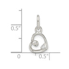 FJC Finejewelers 925 Sterling Silver CZ Heart Charm 14 x 8 mm