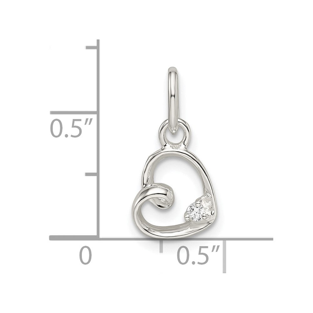 FJC Finejewelers 925 Sterling Silver CZ Heart Charm 14 x 8 mm