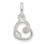 FJC Finejewelers 925 Sterling Silver CZ Heart Charm 14 x 8 mm