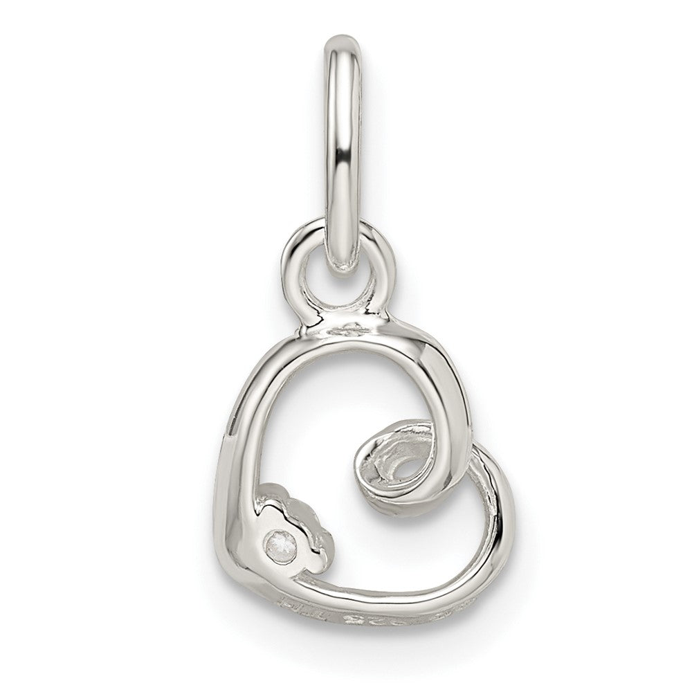 FJC Finejewelers 925 Sterling Silver CZ Heart Charm 14 x 8 mm