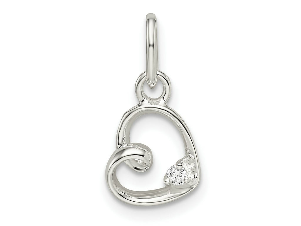 FJC Finejewelers 925 Sterling Silver CZ Heart Charm 14 x 8 mm