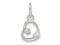 FJC Finejewelers 925 Sterling Silver CZ Heart Charm 14 x 8 mm