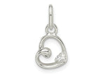 FJC Finejewelers 925 Sterling Silver CZ Heart Charm 14 x 8 mm