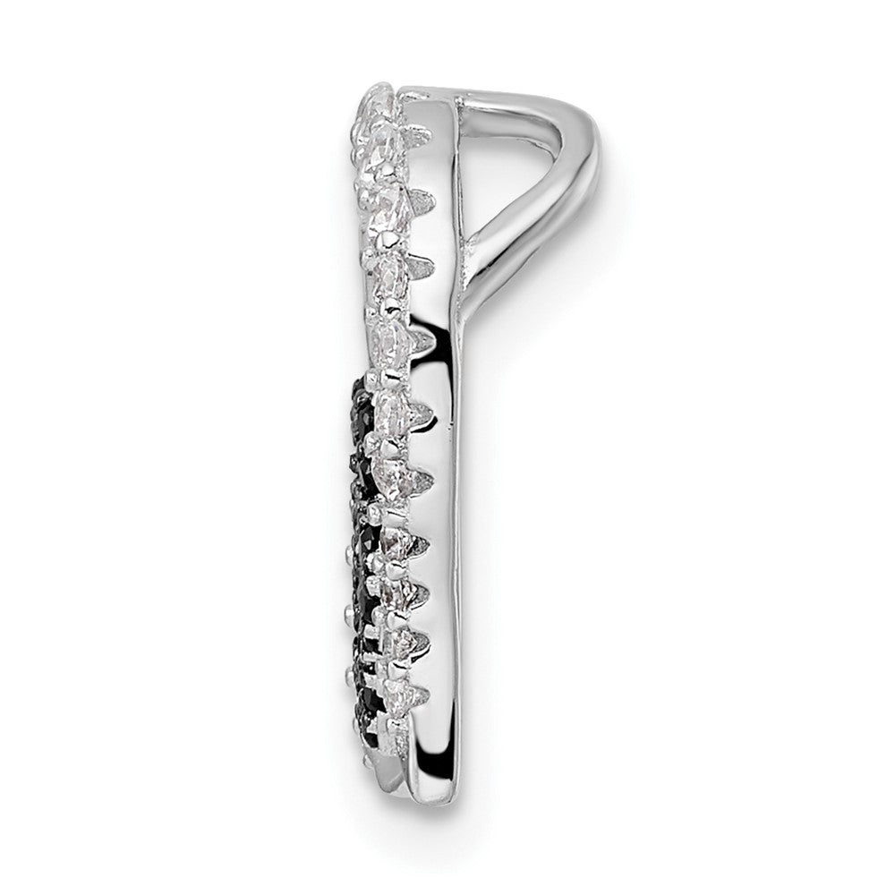 FJC Finejewelers 925 Sterling Silver Bk/Wht CZ Rhodium Platedd Paw Print Heart Chain Slide 15 x 16 mm