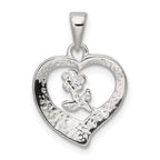 FJC Finejewelers 925 Sterling Silver Love Heart with Flower Charm 21 x 14 mm
