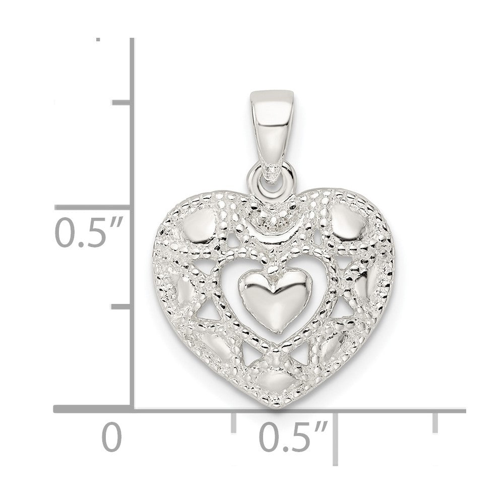 FJC Finejewelers 925 Sterling Silver Polished Heart Charm 21 x 15 mm