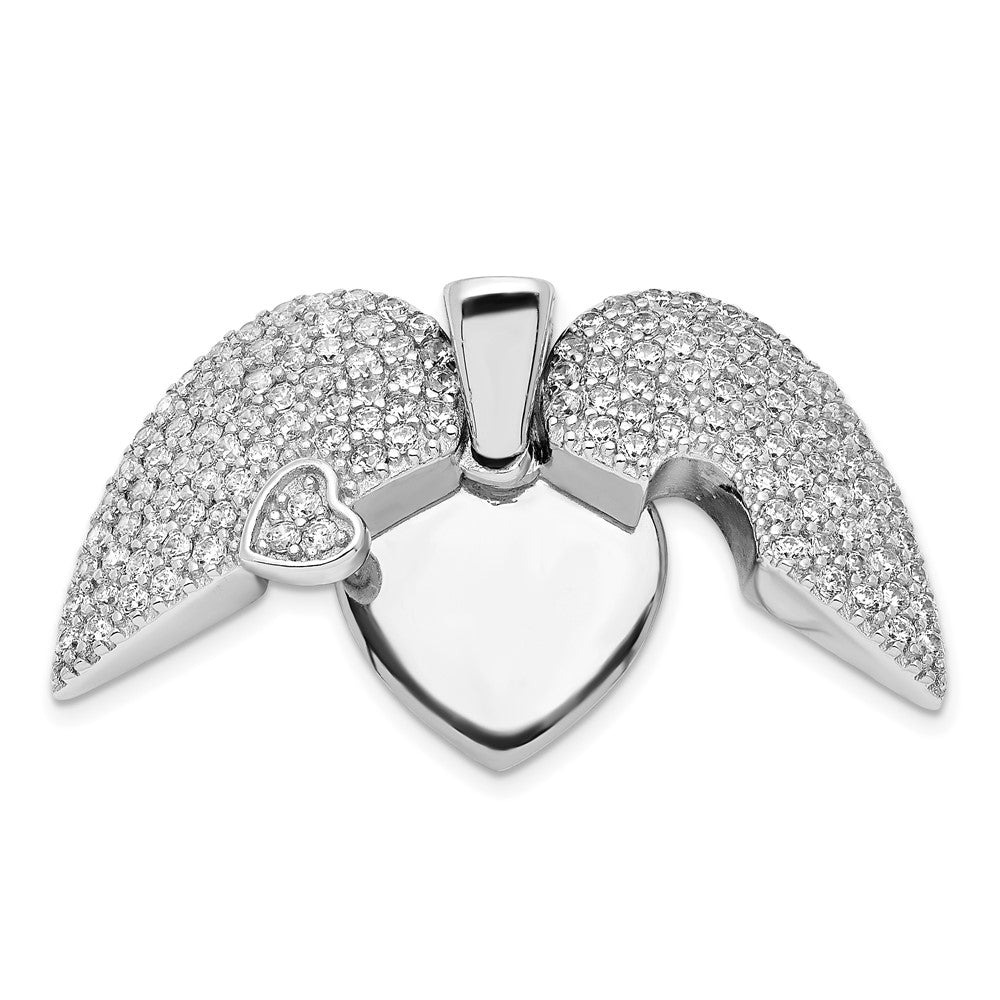 FJC Finejewelers 925 Sterling Silver Polished Rhodium Plated CZ Opening Heart Charm 22 x 18 mm