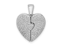 FJC Finejewelers 925 Sterling Silver Polished Rhodium Plated CZ Opening Heart Charm 22 x 18 mm