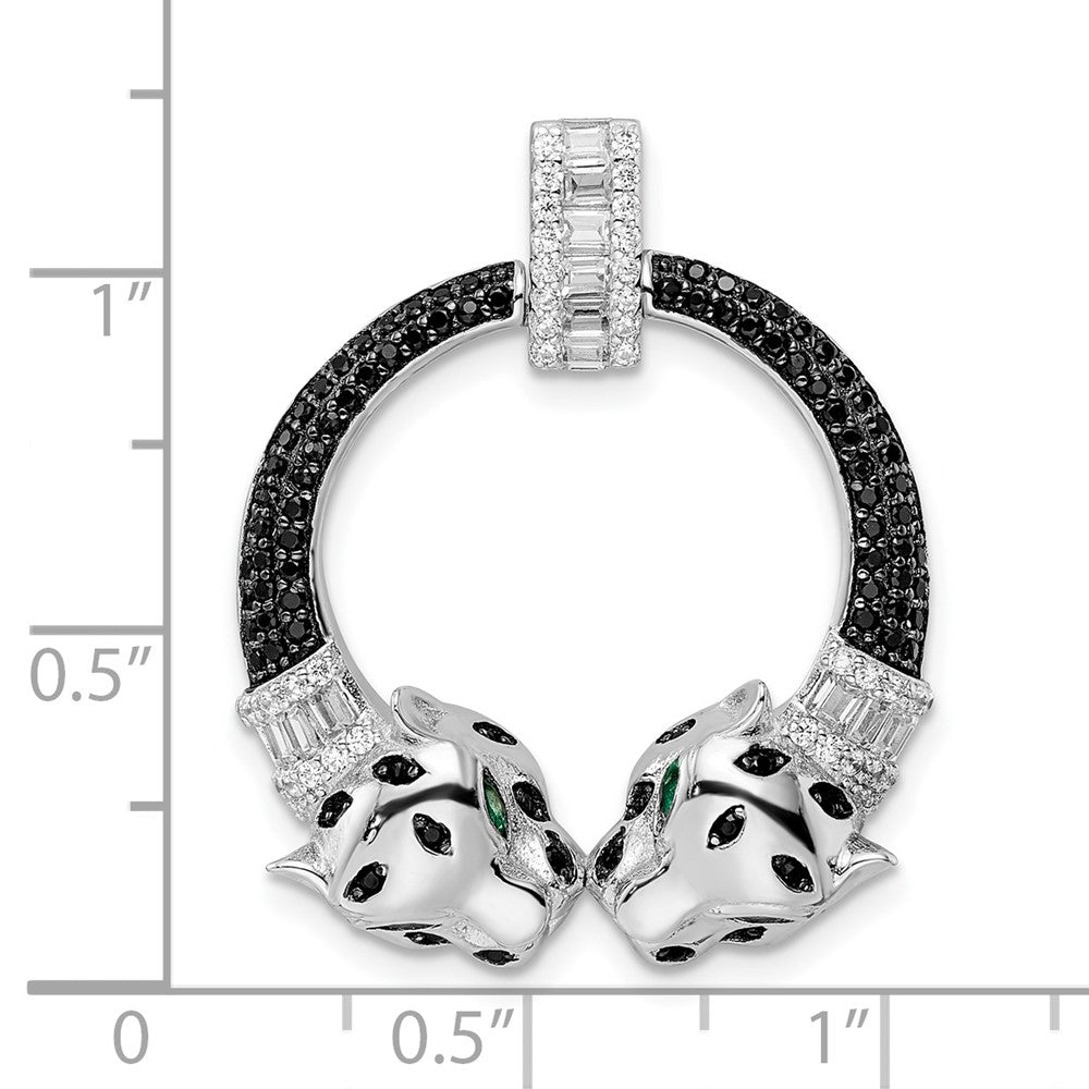 FJC Finejewelers 925 Sterling Silver Rhodium Plated Polished CZ Double Cheetah Head Charm 31 x 24 mm