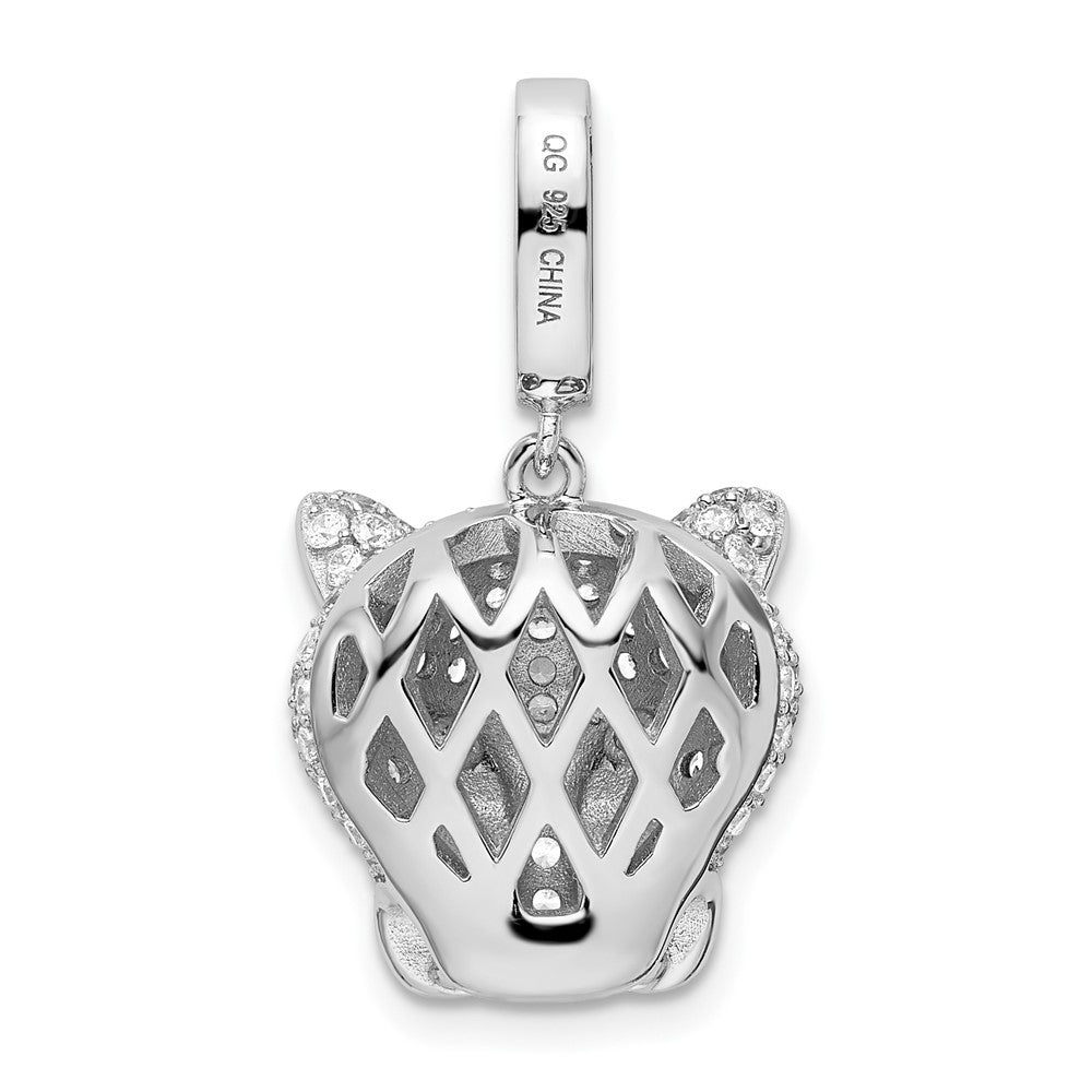 FJC Finejewelers 925 Sterling Silver Rhodium Plated Green and White CZ Panther Charm 25 x 14 mm