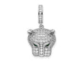 FJC Finejewelers 925 Sterling Silver Rhodium Plated Green and White CZ Panther Charm 25 x 14 mm