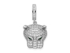 FJC Finejewelers 925 Sterling Silver Rhodium Plated Green and White CZ Panther Charm 25 x 14 mm