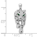 FJC Finejewelers 925 Sterling Silver Blk/White Rhodium Plated Polished CZ Cheetah Charm 30 x 12 mm