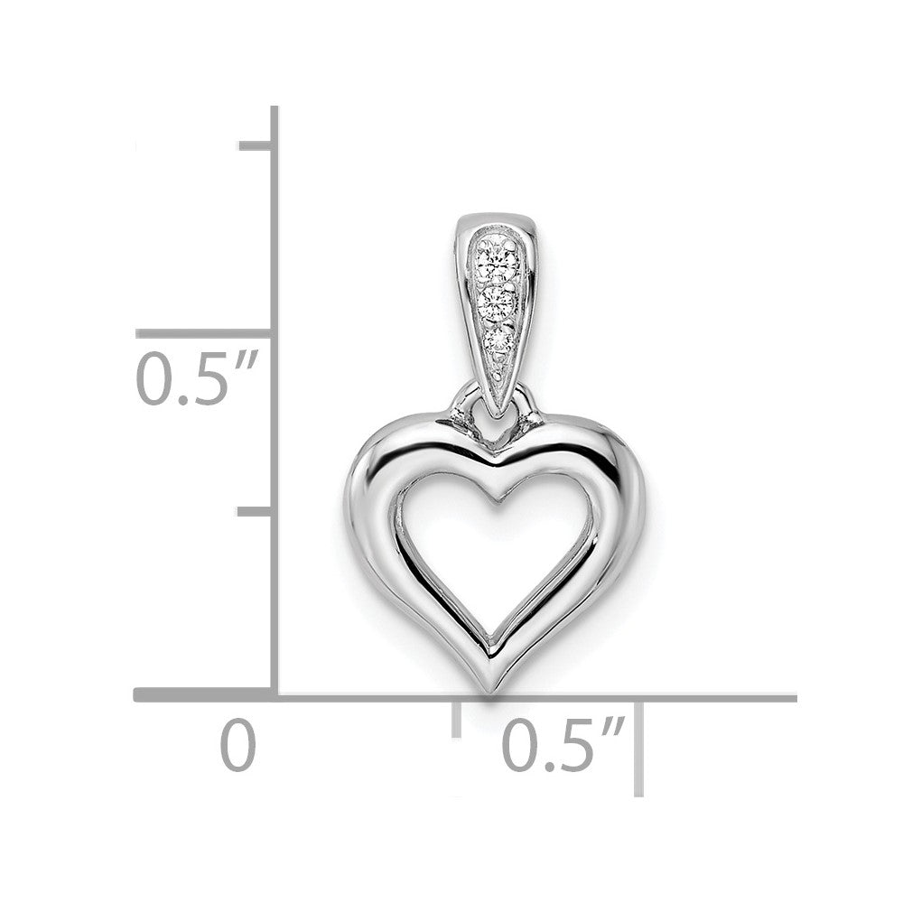 FJC Finejewelers 925 Sterling Silver Rhodium Plated CZ Heart Dangle Charm 18 x 10 mm