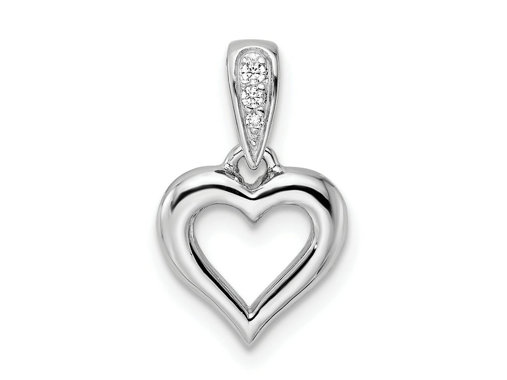 FJC Finejewelers 925 Sterling Silver Rhodium Plated CZ Heart Dangle Charm 18 x 10 mm