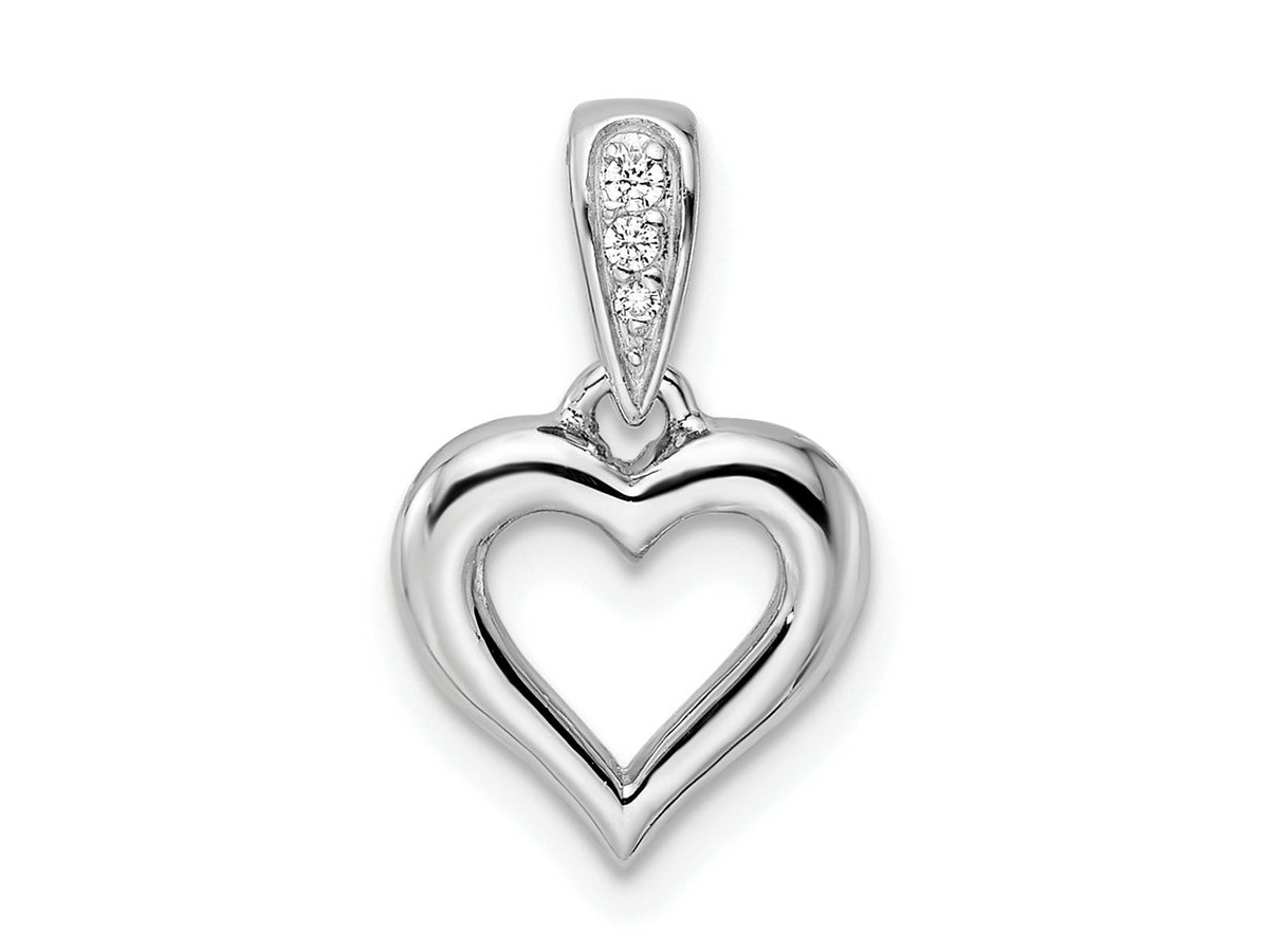FJC Finejewelers 925 Sterling Silver Rhodium Plated CZ Heart Dangle Charm 18 x 10 mm