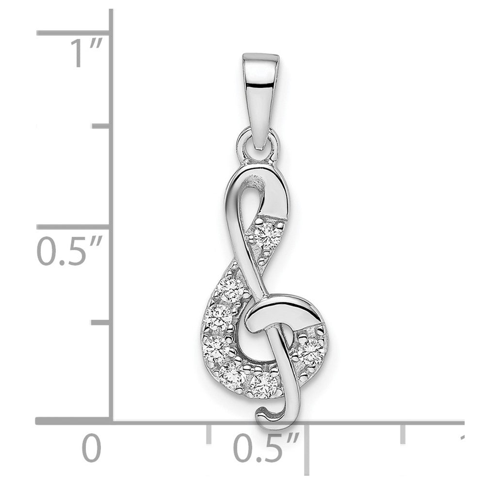FJC Finejewelers 925 Sterling Silver Rhodium Plated CZ Treble Clef Charm 25 x 8 mm