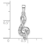 FJC Finejewelers 925 Sterling Silver Rhodium Plated CZ Treble Clef Charm 25 x 8 mm