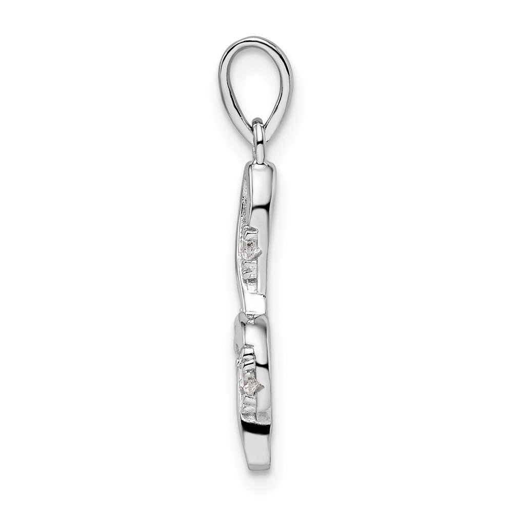 FJC Finejewelers 925 Sterling Silver Rhodium Plated CZ Treble Clef Charm 25 x 8 mm