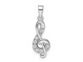 FJC Finejewelers 925 Sterling Silver Rhodium Plated CZ Treble Clef Charm 25 x 8 mm