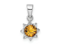 FJC Finejewelers 925 Sterling Silver Rhodium Plated Polished Citrine and Topaz Charm 14 x 7 mm