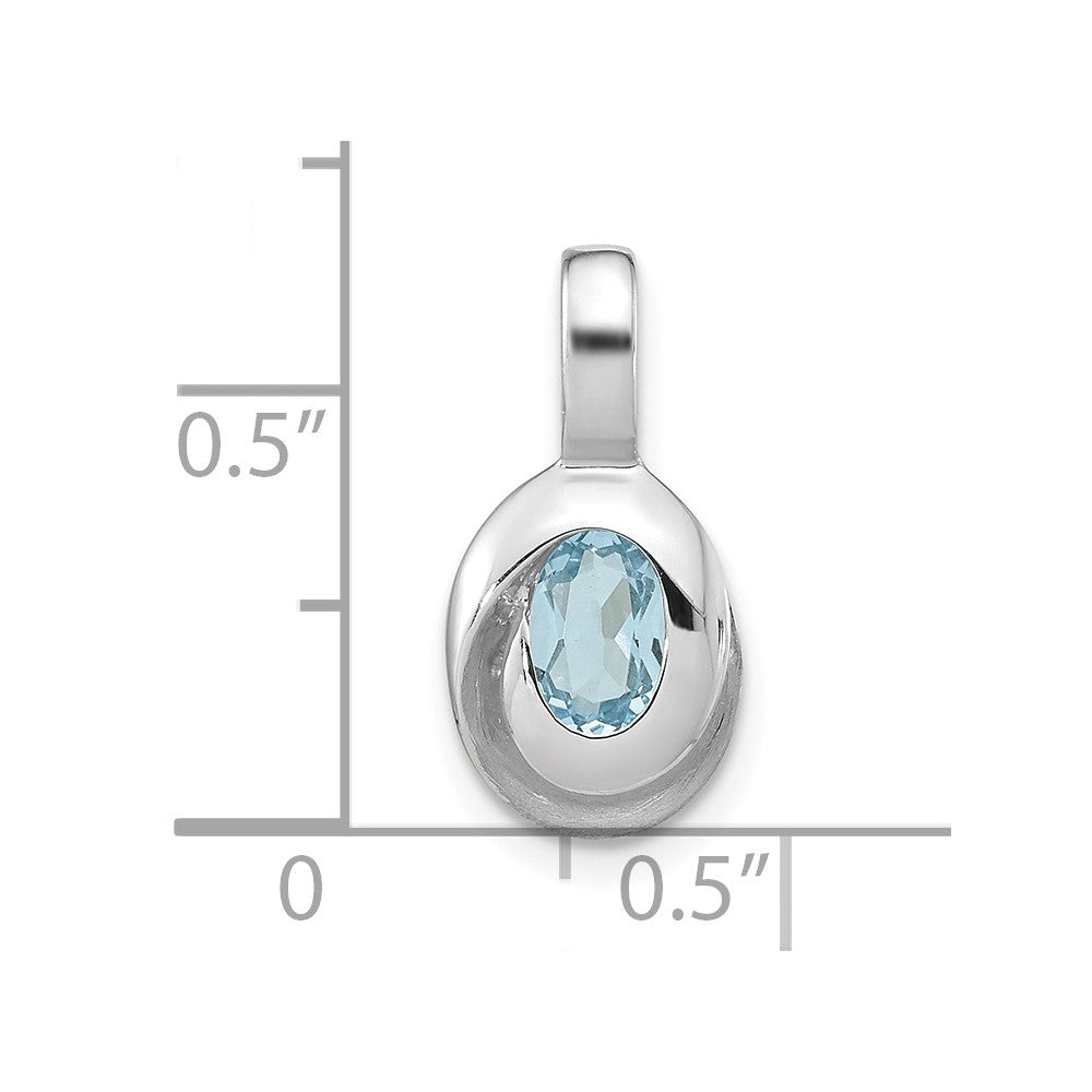 FJC Finejewelers 925 Sterling Silver Rhodium Plated Sky Blue Topaz Oval Charm 17 x 8 mm