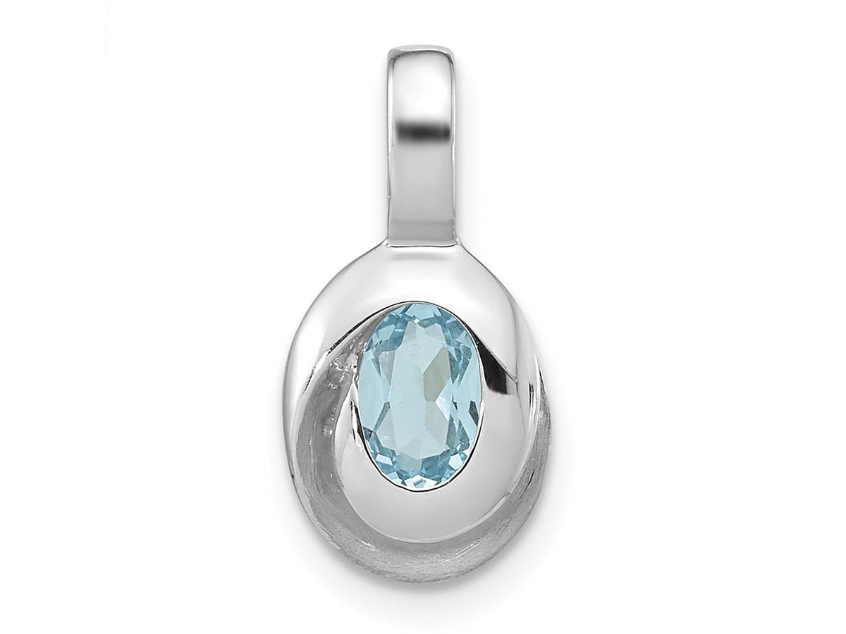 FJC Finejewelers 925 Sterling Silver Rhodium Plated Sky Blue Topaz Oval Charm 17 x 8 mm