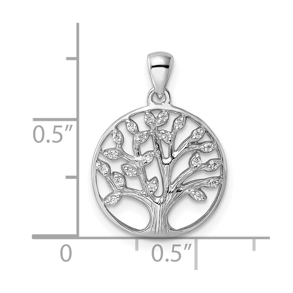 FJC Finejewelers 925 Sterling Silver Rhodium Plated Polished CZ Tree of Life Charm 21 x 15 mm