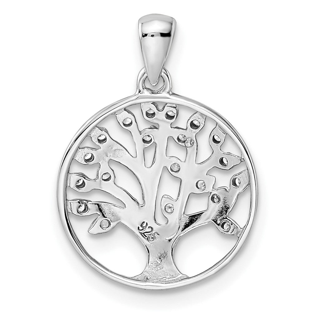 FJC Finejewelers 925 Sterling Silver Rhodium Plated Polished CZ Tree of Life Charm 21 x 15 mm
