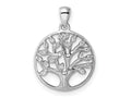 FJC Finejewelers 925 Sterling Silver Rhodium Plated Polished CZ Tree of Life Charm 21 x 15 mm