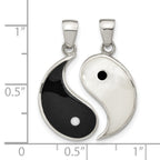 FJC Finejewelers 925 Sterling Silver MOP Black Resin Yin Yang 2 Piece Charm 24 x 18 mm
