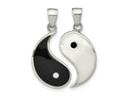 FJC Finejewelers 925 Sterling Silver MOP Black Resin Yin Yang 2 Piece Charm 24 x 18 mm