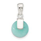 FJC Finejewelers 925 Sterling Silver Fashion Polished Circle Imitation Turquoise Charm 20 x 10 mm