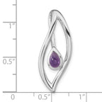 FJC Finejewelers 925 Sterling Silver Stone Rhodium Plated Pear Amethyst Fancy Charm 29 x 12 mm